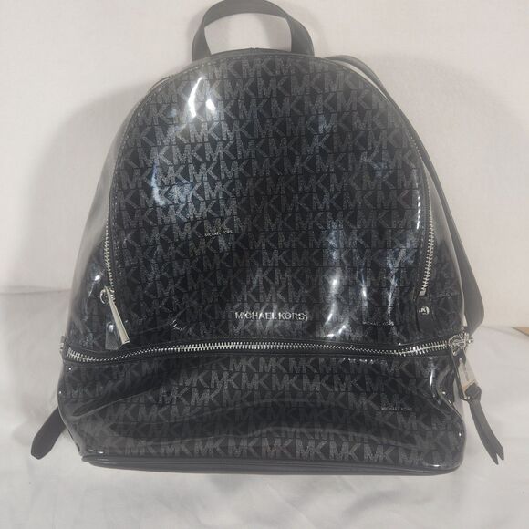 Michael Kors Black Signature Glossy XS Rhea Convertible Backpack Crossbody Bag main image 15